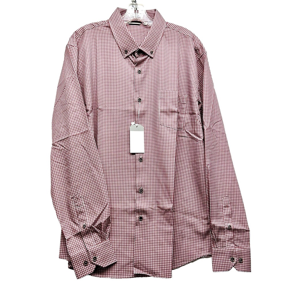 Men's Red Check Performance Four Way Stretch XL Long Sleeve Super Shirt (C7)